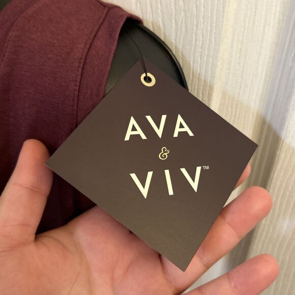 NWT Ava & Viv Plus Size Tank Top 3X Burgundy Scoop Neck Sleeveless Womens - Picture 5 of 15